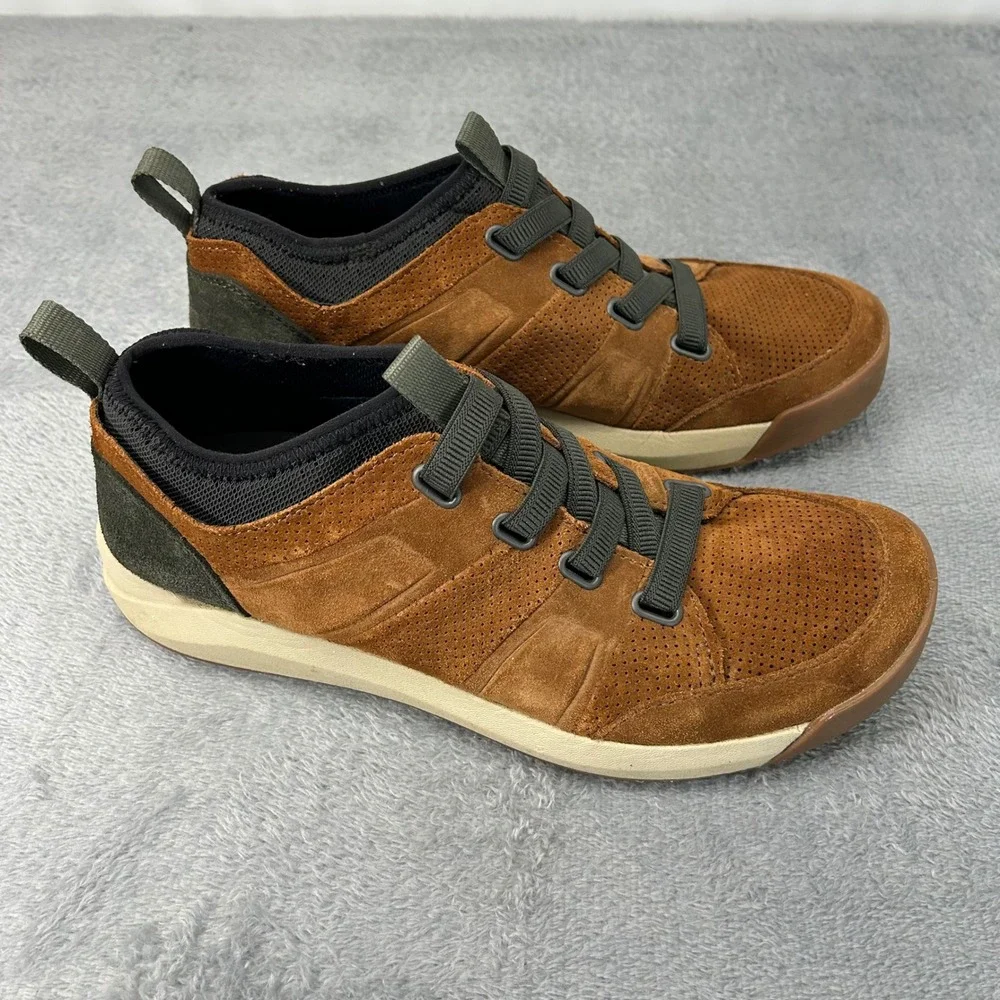 L.L. Bean Chestnut Suede Sneakers with Olive Details